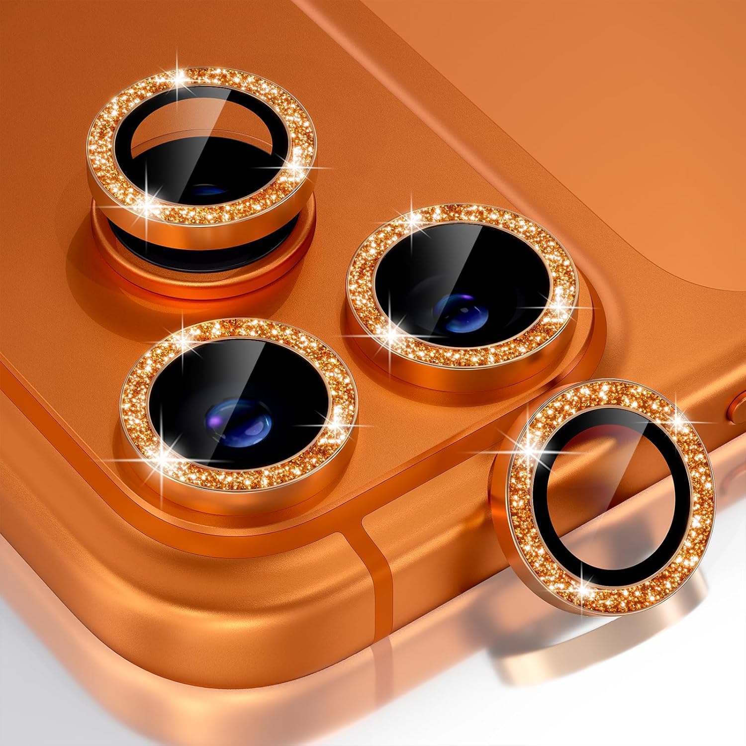 Phone Cases Orange - グリッターオレンジ カメラレンズプロテクターカバー iPhone 17 Pro Max