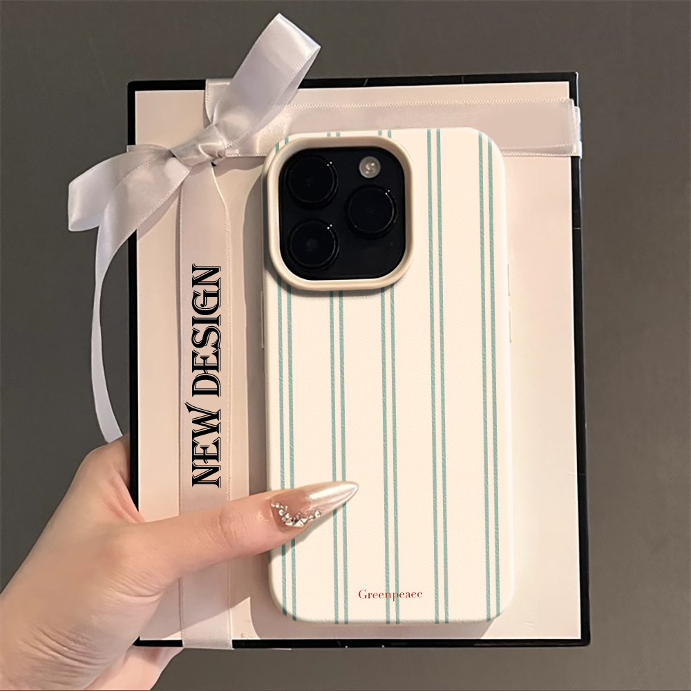 Phone Cases Pink - ピンクのストライプ柄プリントの夏用スマホケース iPhone 16 15 14 13