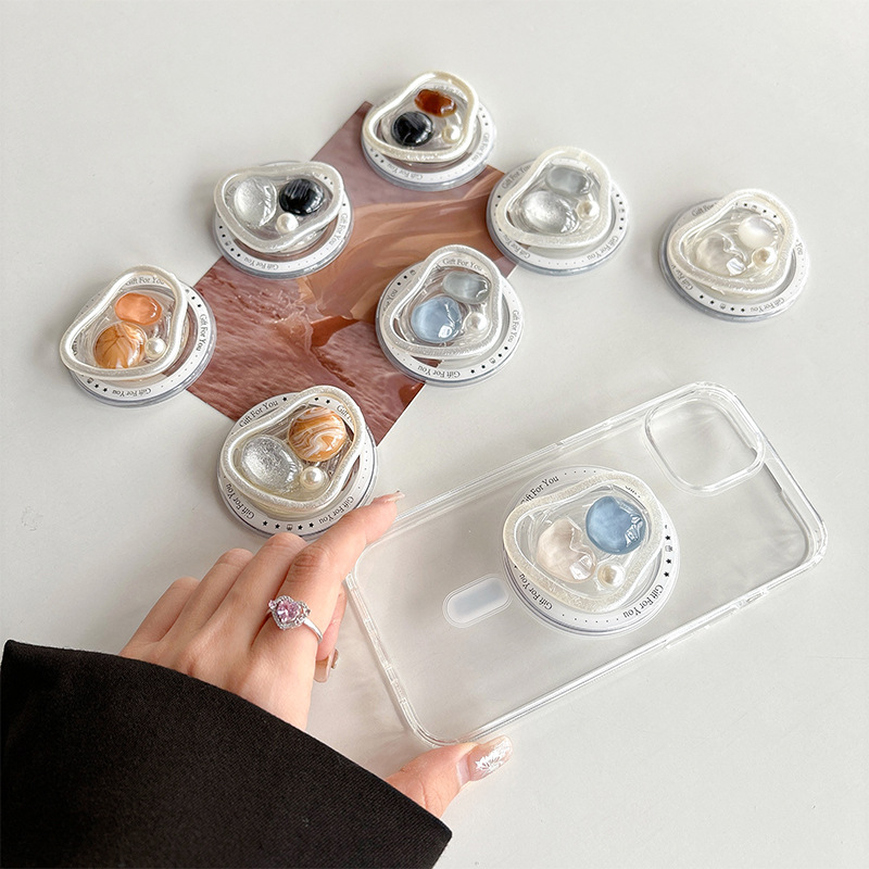Phone Cases Orange - 不規則な天然石スタイルの磁気式スマホグリップ、パールグリッター、ミニマリストラグジュアリー、韓国風、7つのナチュラルカラーをご用意