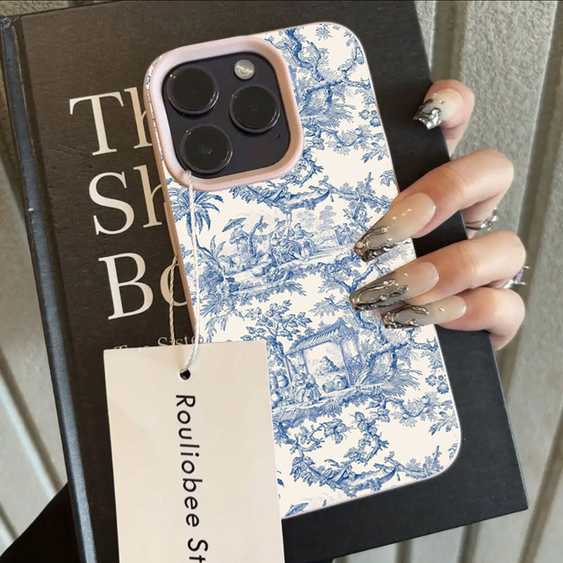 Phone Cases Trendy - ファッションブルーホワイト磁器風スマホケース iPhone 17 16 15 14