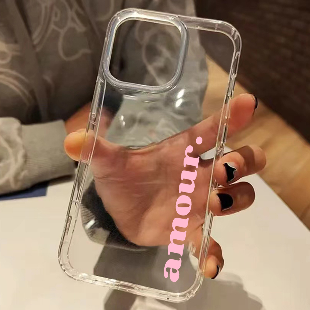 Phone Cases Pink - シンプルなピンクのアムールレター柄クリアスマホケース iPhone 17 16 15 14