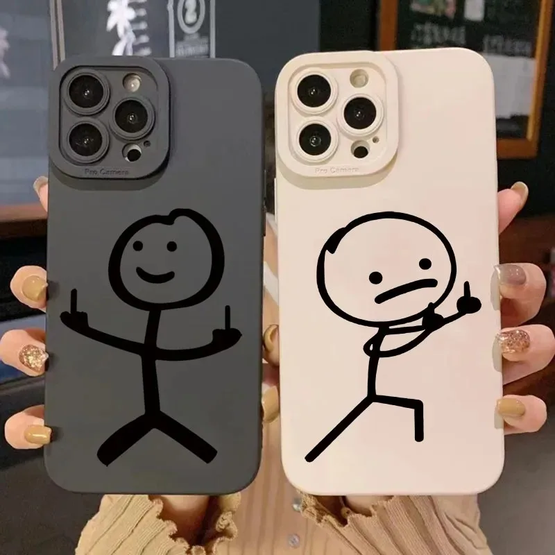 Phone Cases Store - かわいい漫画マッチマン柄マットシリコン製スマホケース iPhone 16 11 12 13