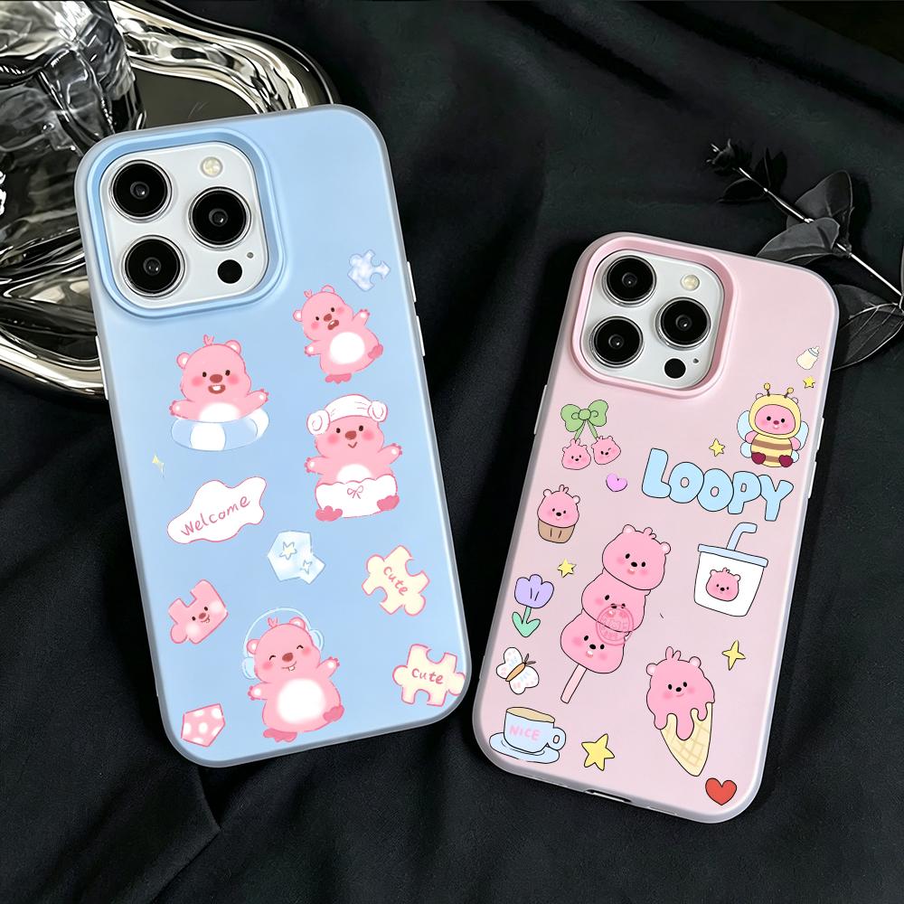 Phone Cases Loopy - ゼリーのような2in1デュアルレイヤードーパミン風スマホケース、iPhone 17/16/15/14/13/12対応、キュートなL-Loopyデザイン