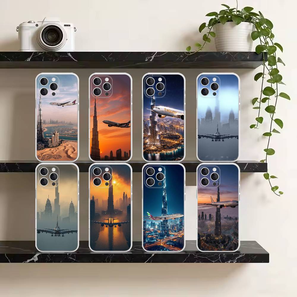 Phone Cases Dubai - ドバイ・ブルジュ・カリファ飛行機柄iPhoneケース iPhone 17 Air 11 12