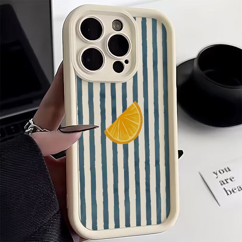 Phone Cases Store - ストライプレモン柄スマホケース iPhone 17 16 15 14