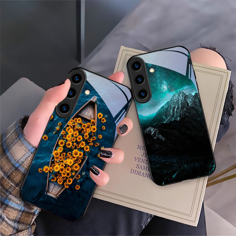 Phone Cases Orange - 暖かいオレンジ色のハローツリー柄のSamsung Galaxy S24 FE S23 S22