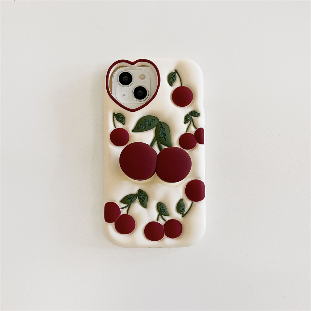 Phone Cases Dior - 面白い漫画3Dチェリーキックスタンドケース iPhone 15 Pro Max/14/13/12/11対応 ラブハートカメラリング