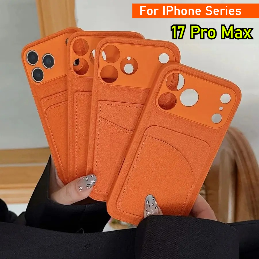 Phone Cases Orange - レザー オレンジ カラー カードホルダー ケース iPhone