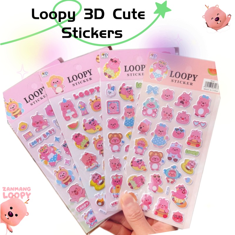 Phone Cases Loopy - 新しいポロロアニメのかわいいループ状3Dフォームステッカー、素敵な漫画風ステッカー、DIYスマホケース、机や日記帳のデコレーションに