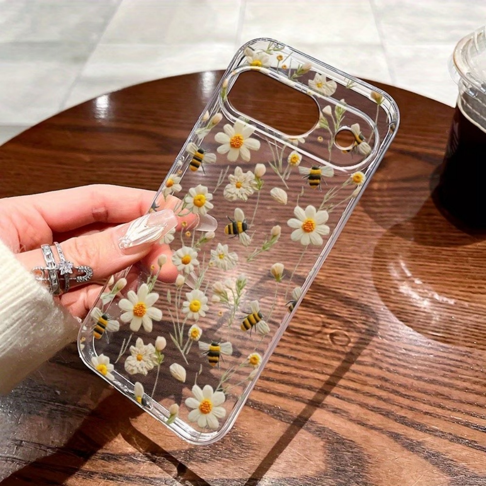 Google Pixel 8A - かわいいミツバチの花柄ソフトクリア電話ケース Google Pixel 10 9 8