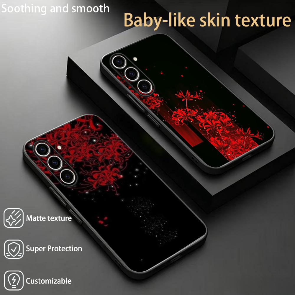 Phone Cases Trendy - 赤いスパイダーリリー柄の日本風アートデザインスマホケース Samsung Galaxy S26 S25 S24