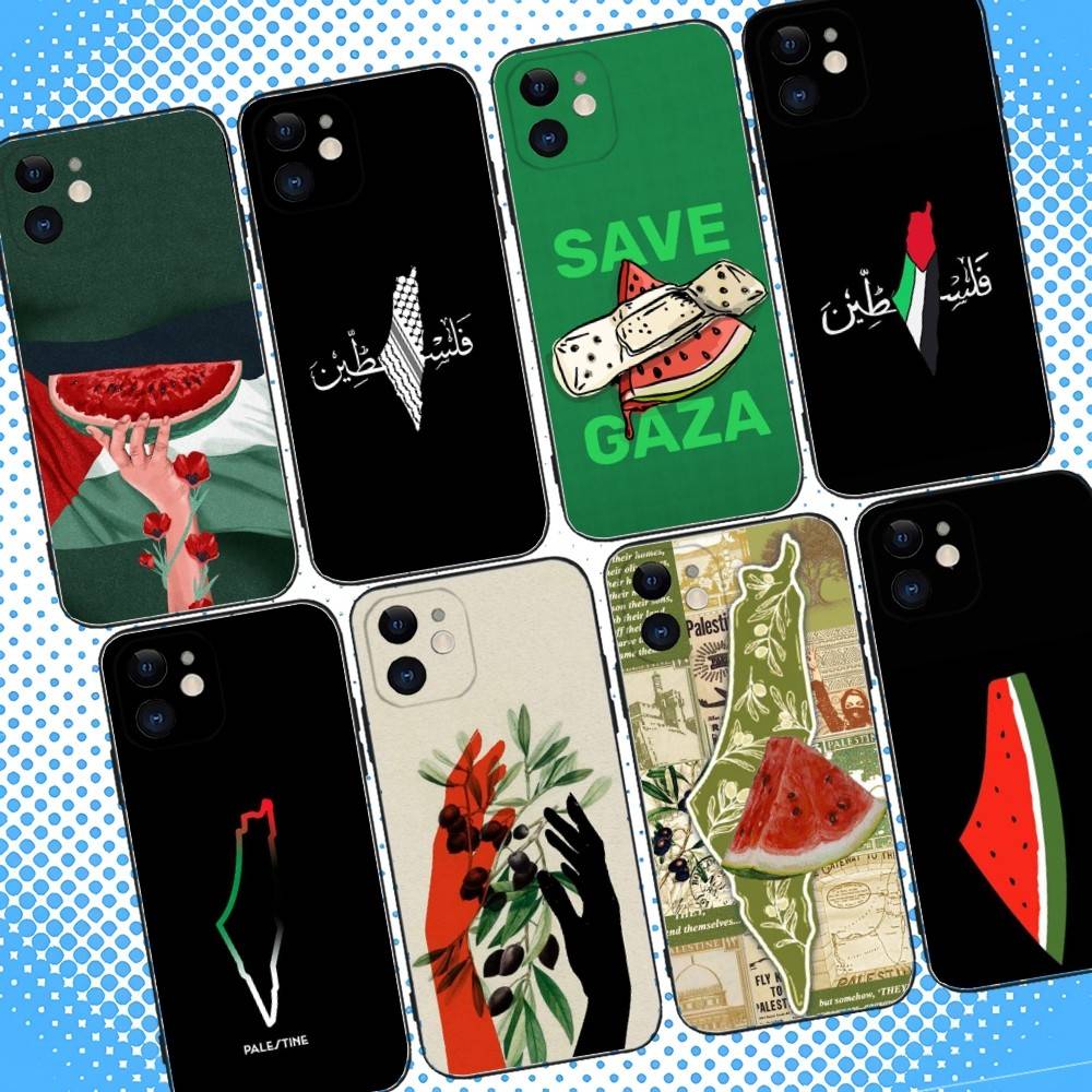 Phone Cases Vape - 刺繍入りパレスチナ国旗柄iPhoneケース (iPhone 17、16、15、14、13、12、11、Pro、Max、Plus、Air、X、XS、XR、SE、8、7、Mini対応) ソフトブラックケース