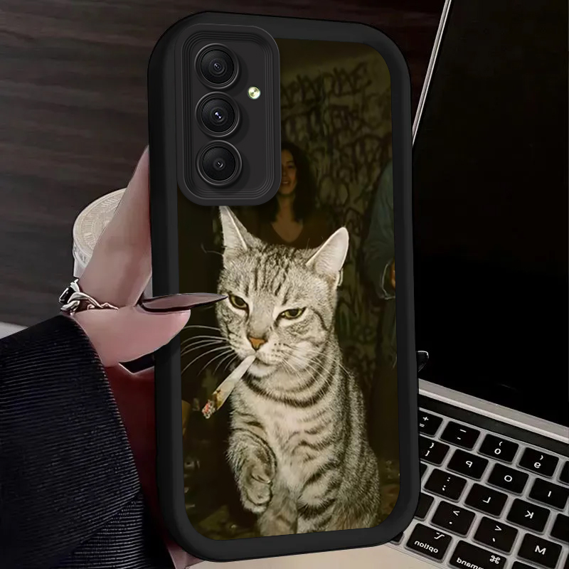流行の猫が喫煙しているデザインのスマホケース Samsung - Phone Cases Trendy のレビューと価格
