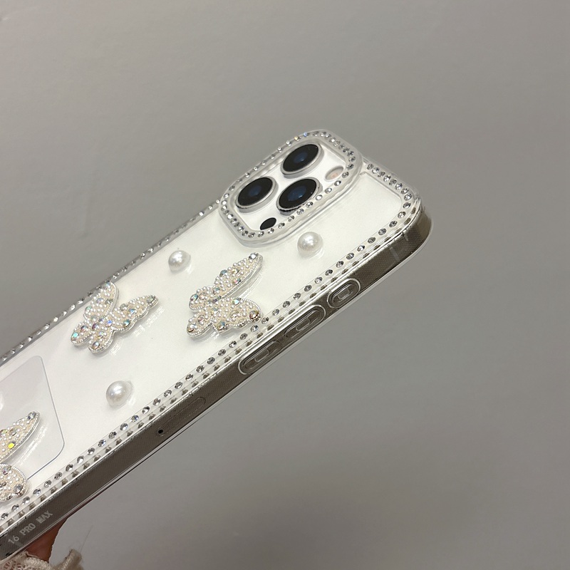 パールバタフライブリンブリンダイヤモンドクリアフォンケース  - Phone Cases Loopy のレビューと価格