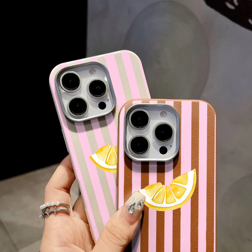 レモンピンクストライプ柄スマホケース Xiaomi Mi L - Phone Cases Pink のレビューと価格