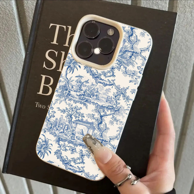 ファッションブルーホワイト磁器風スマホケース iPhone  - Phone Cases Trendy のレビューと価格