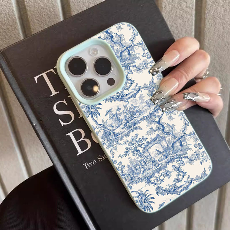 ファッションブルーホワイト磁器風スマホケース iPhone  - Phone Cases Trendy のレビューと価格