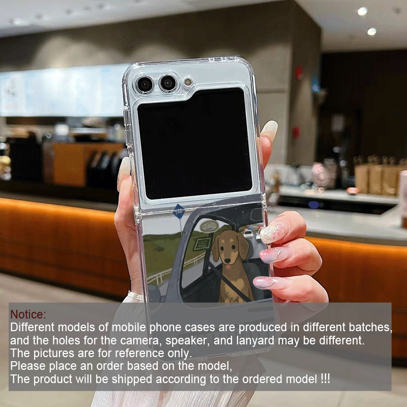 面白い漫画のドライビングドッグ柄透明スマホケース Samsu - Phone Cases Z Fold 4 のレビューと価格