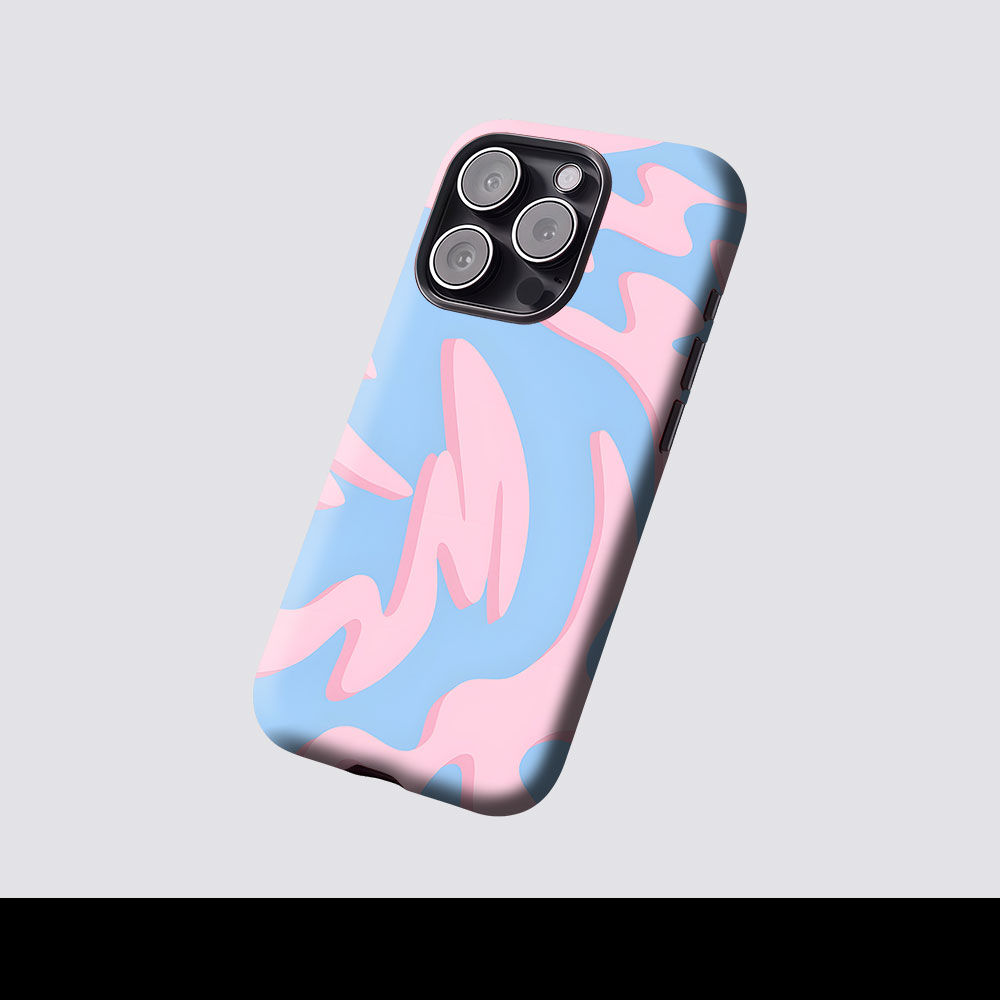 ピンクブルー迷彩柄マグネット式iPhoneケース（iPhon - Phone Cases Pink のレビューと価格