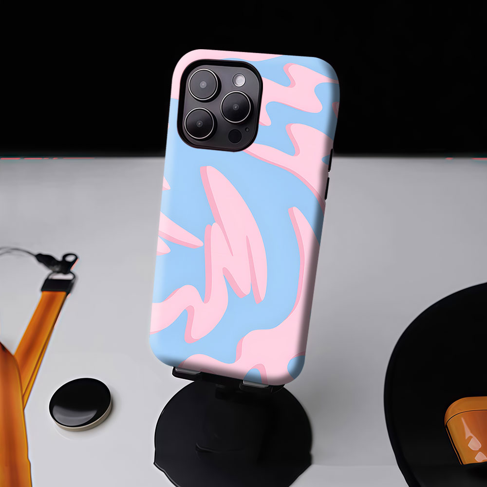 ピンクブルー迷彩柄マグネット式iPhoneケース（iPhon - Phone Cases Pink のレビューと価格