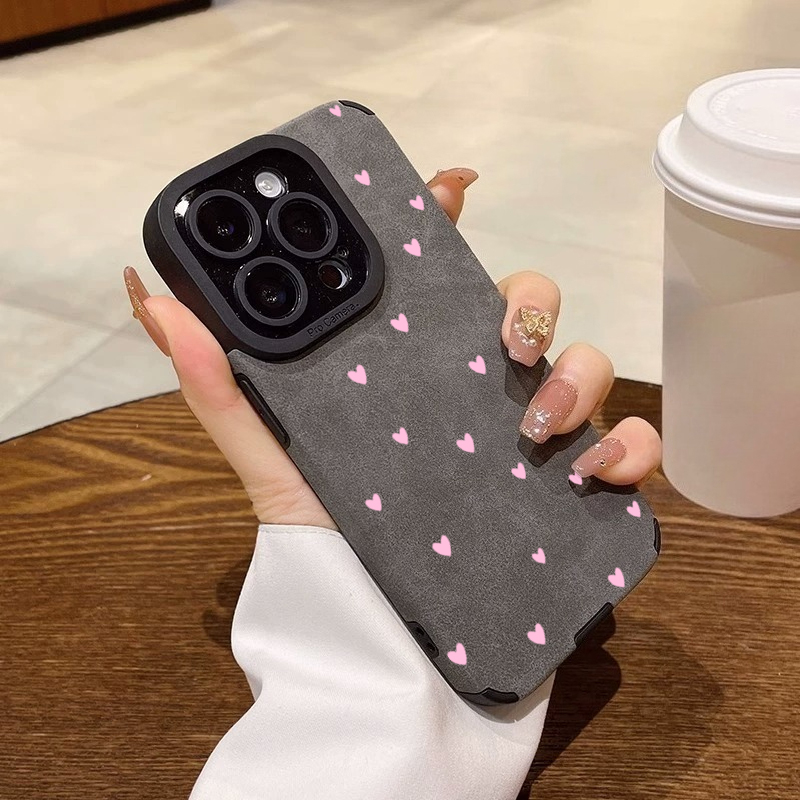 ファッションピンクハート柄スマホケース iPhone 15  - Phone Cases Trendy のレビューと価格