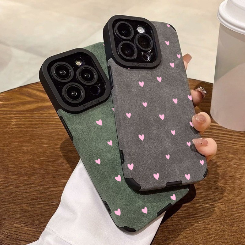 ファッションピンクハート柄スマホケース iPhone 15  - Phone Cases Trendy のレビューと価格