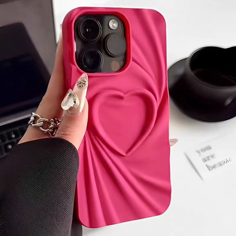 ファッション折りたたみしわ3Dラブハート型スマホケース iP - Phone Cases Dior のレビューと価格