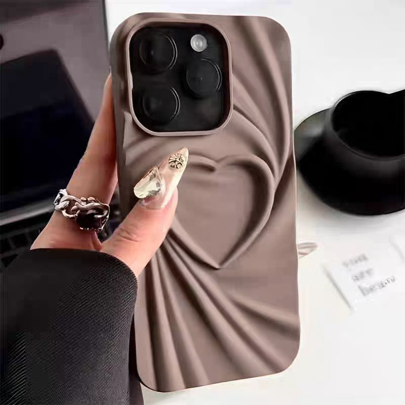 ファッション折りたたみしわ3Dラブハート型スマホケース iP - Phone Cases Dior のレビューと価格