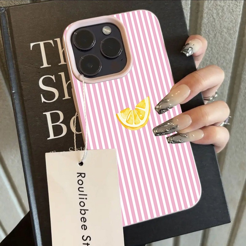 オレンジピンクと白のストライプ柄スマホケース Samsung - Phone Cases Orange のレビューと価格