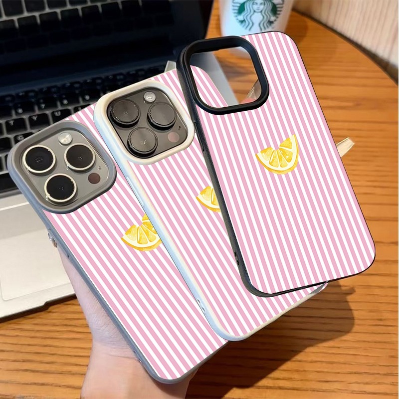 オレンジピンクと白のストライプ柄スマホケース Samsung - Phone Cases Orange のレビューと価格