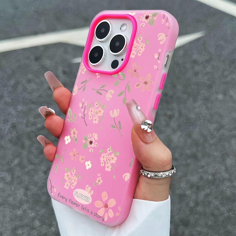 キュートで甘いピンクの花柄キャンディカラーのスマホケース、S - Phone Cases Pink のレビューと価格