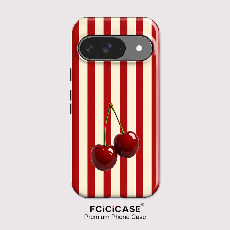 Fcicicase チェリーストライプパターン電話ケース G - Google Pixel 8A のレビューと価格