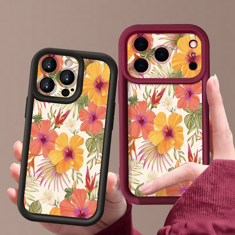 オレンジの花柄TPUスマホケース iPhone 17 17e - Phone Cases Orange のレビューと価格