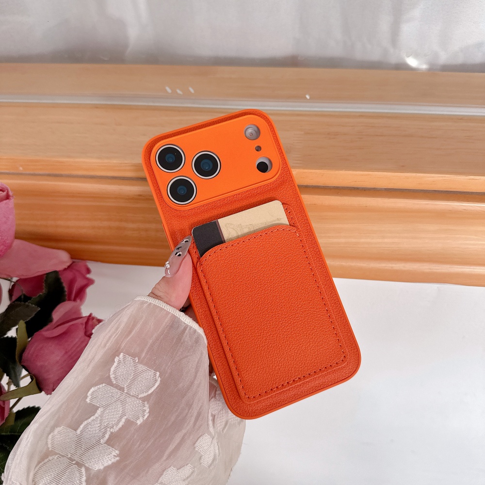 高級感あふれるオレンジレザーインサートカード収納付きiPho - Phone Cases Orange のレビューと価格
