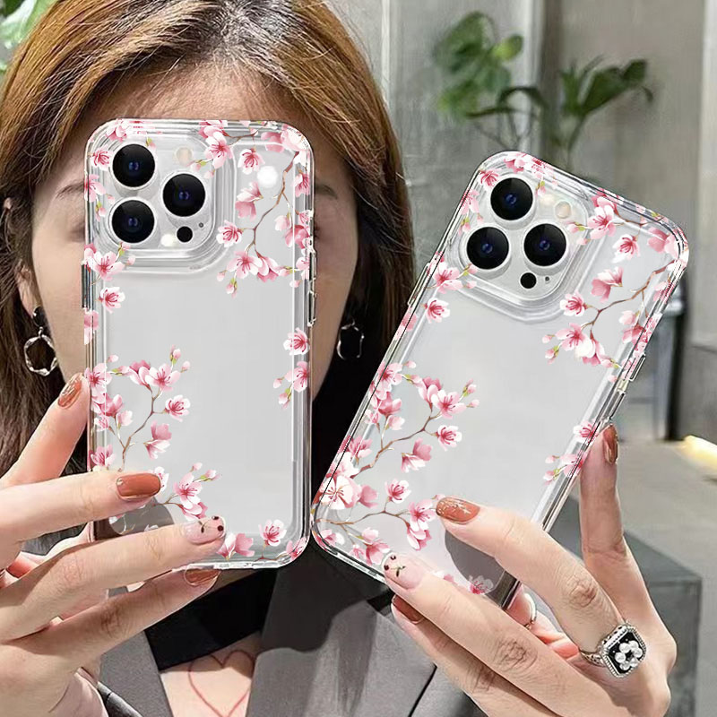 ピンクの花柄デザイン透明スマホケース iPhone 17 P - Phone Cases Pink のレビューと価格