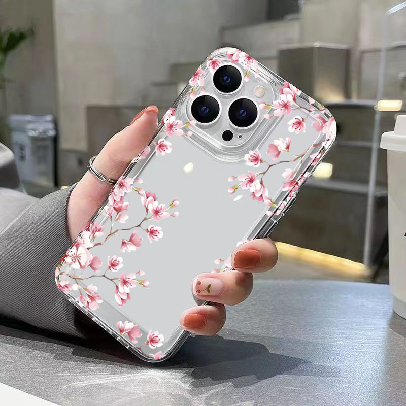 ピンクの花柄デザイン透明スマホケース iPhone 17 P - Phone Cases Pink のレビューと価格