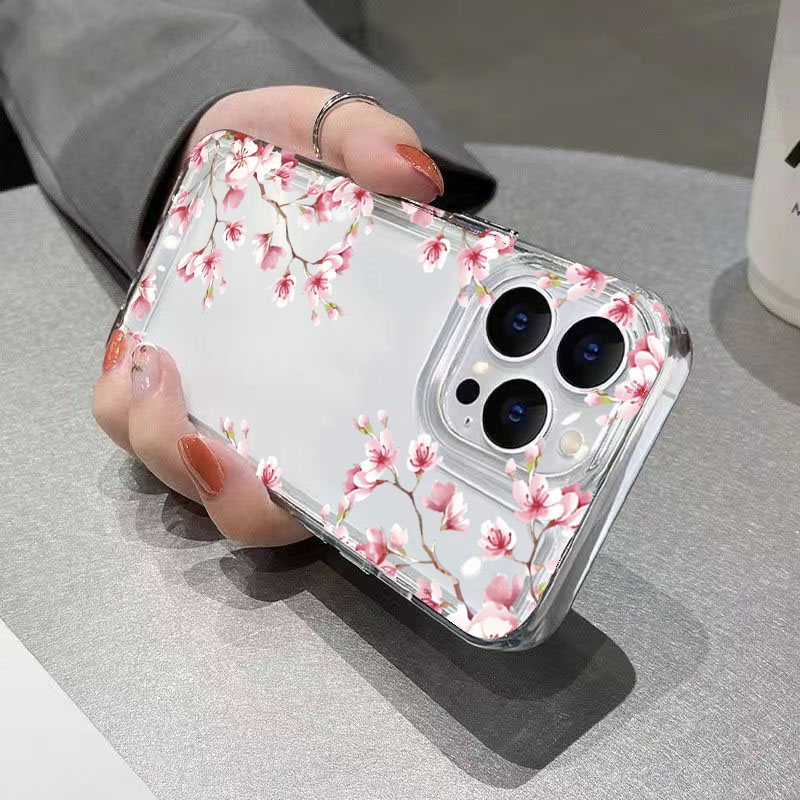 ピンクの花柄デザイン透明スマホケース iPhone 17 P - Phone Cases Pink のレビューと価格