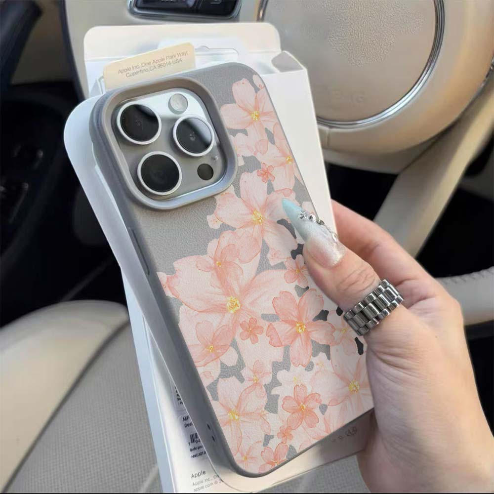 ピンクの桜柄マット仕上げスマホケース iPhone 17 1 - Phone Cases Pink のレビューと価格