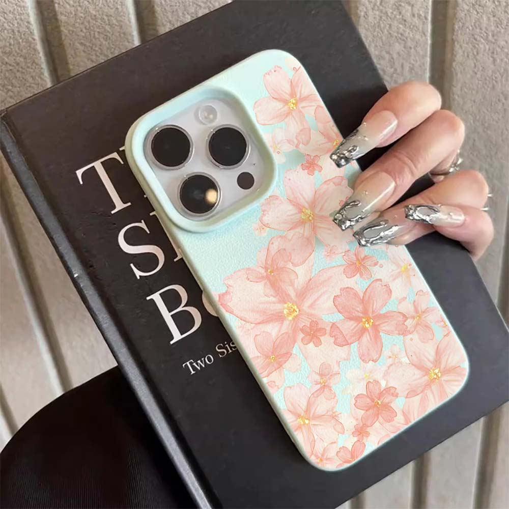 ピンクの桜柄マット仕上げスマホケース iPhone 17 1 - Phone Cases Pink のレビューと価格