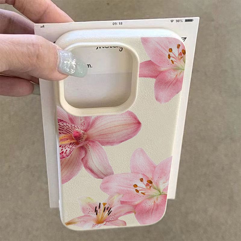 ピンクのユリとライチのテクスチャ柄のスマホケース、Samsu - Phone Cases Pink のレビューと価格